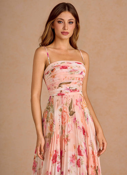 Celestine Abstract Bouquet Floral Midi Dress  Dress