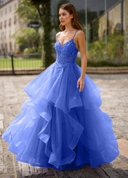 Spitze Royal Blue Sheer Lace Prom Dress  Dress