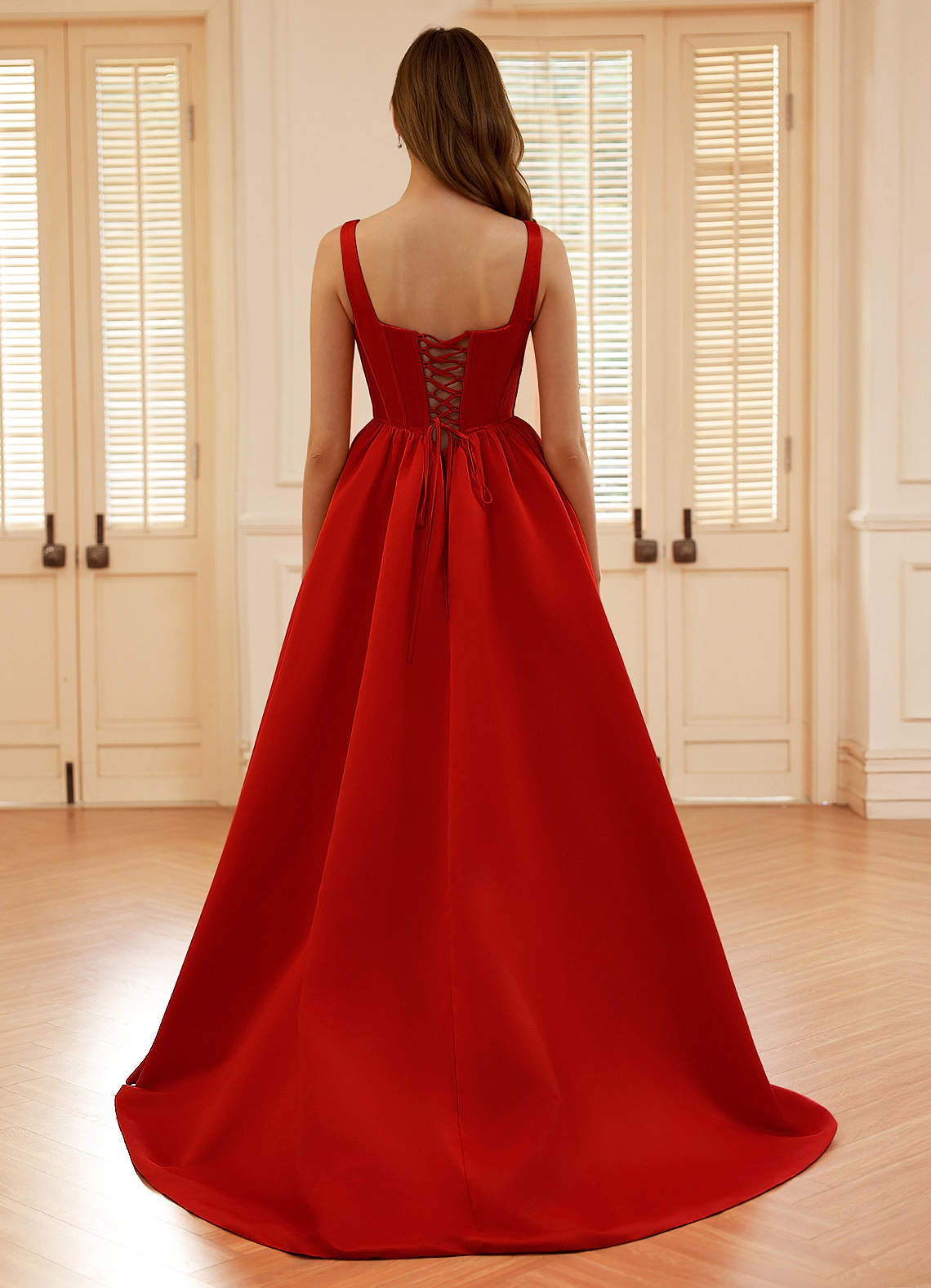 Blakellya Red A-Line Boned Corset Prom Dress  Dress