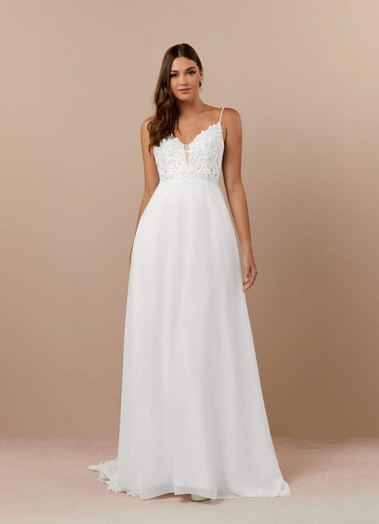 Diamond White A-Line V-Neck Sequins Chiffon Dress
