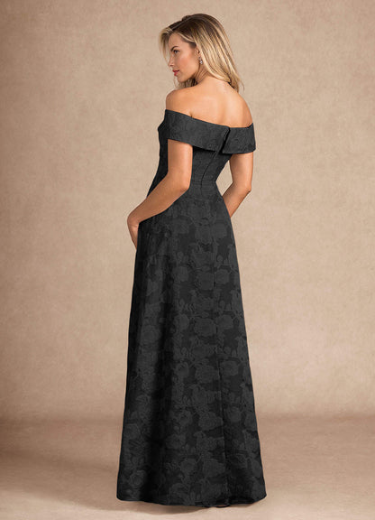 Black Jacquard A-Line Pleated Floral Burnout Dress