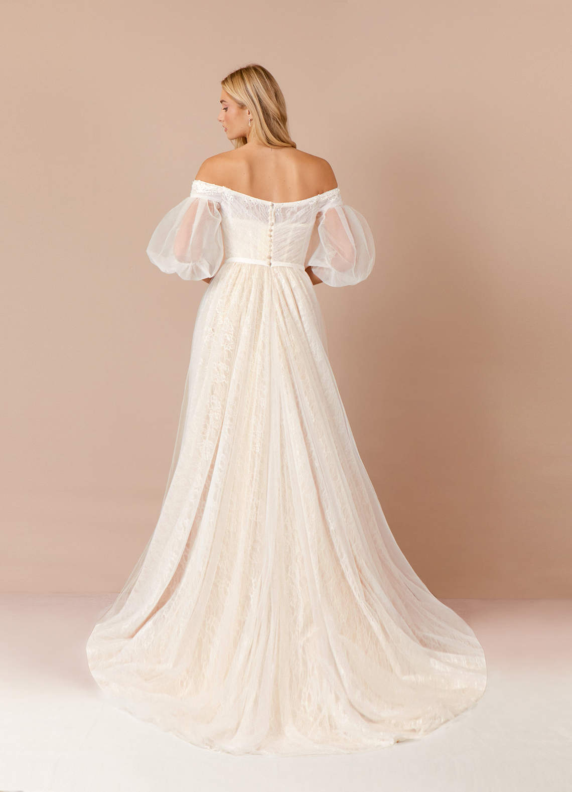 Diamond White Champagne Ball-Gown Sequins Tulle Dress