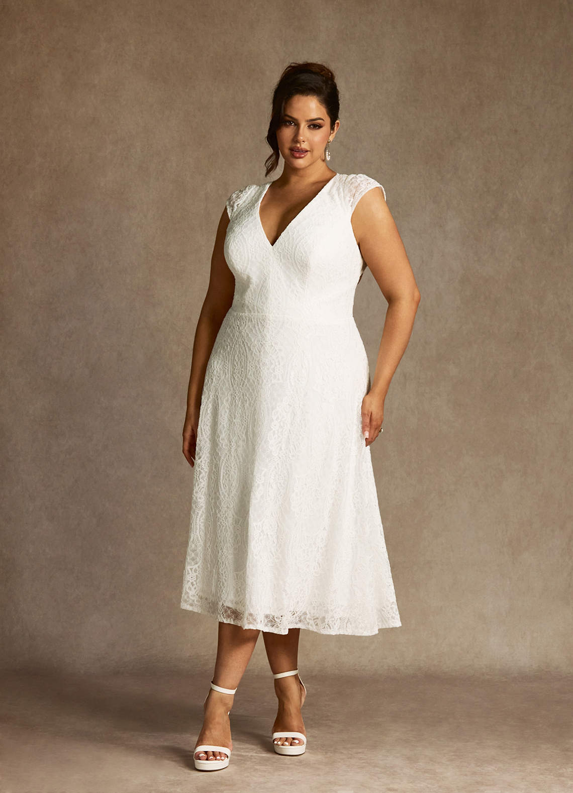 Diamond White A-Line Lace Dress