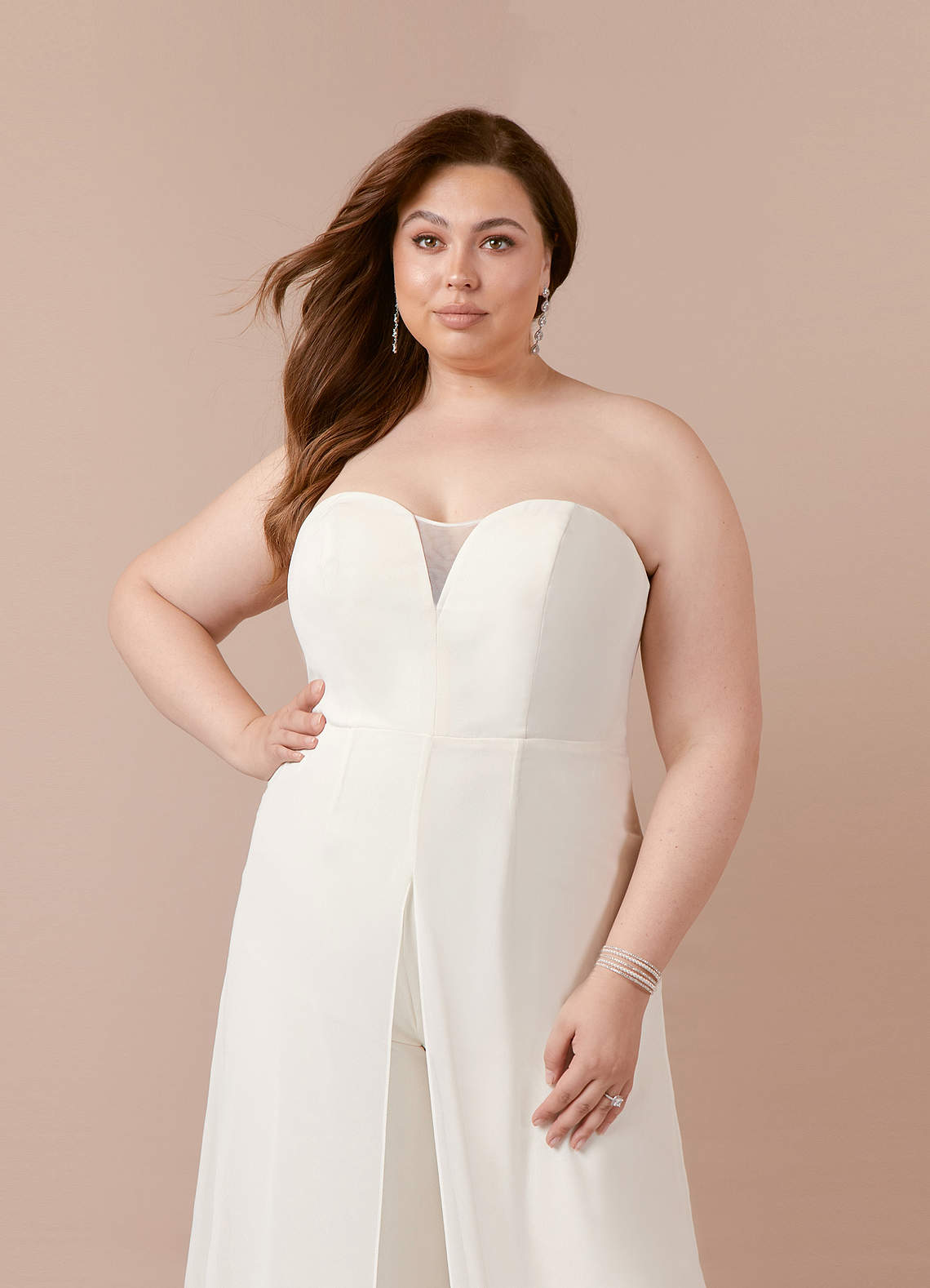 Diamond White Pant Styles Strapless Chiffon Dress