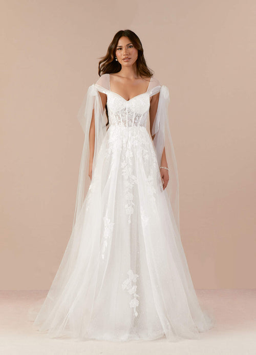 Diamond White A-Line Lace Tulle Dress