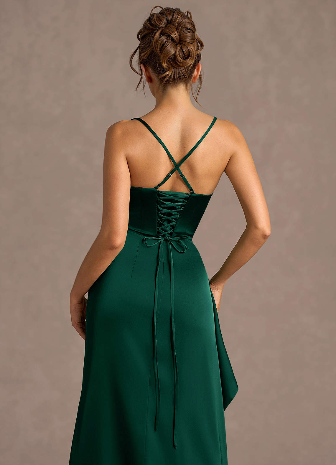 Thora Hunter Green Open Back Prom Dress