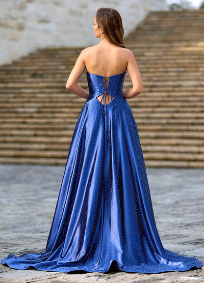 Ione Navy A-Line Prom Dress