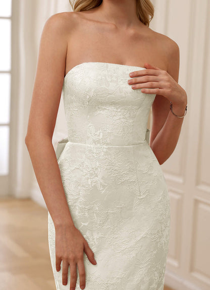 Jiral Cream Mermaid Jacquard Prom Dress