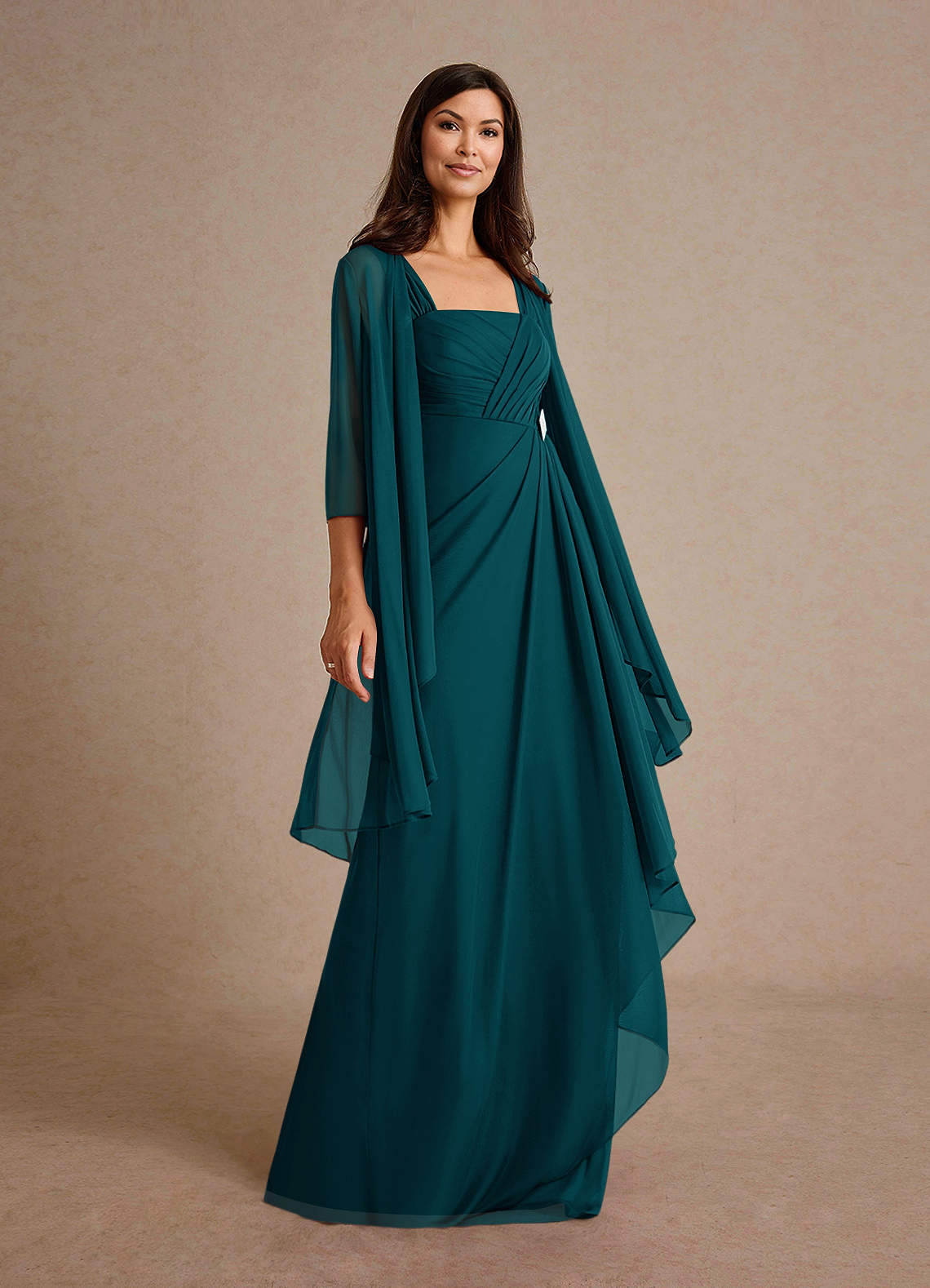 Pine A-Line Pleated Mesh Dress