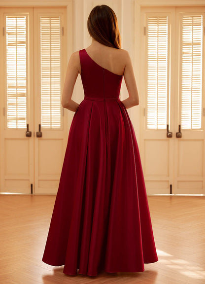 Millie Burgundy A-Line Prom Satin Dress  Dress