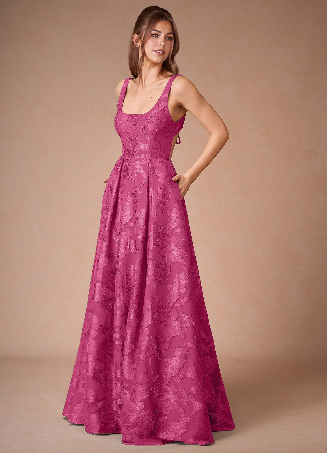 Althea Fuchsia Tie-Back Maxi Dress