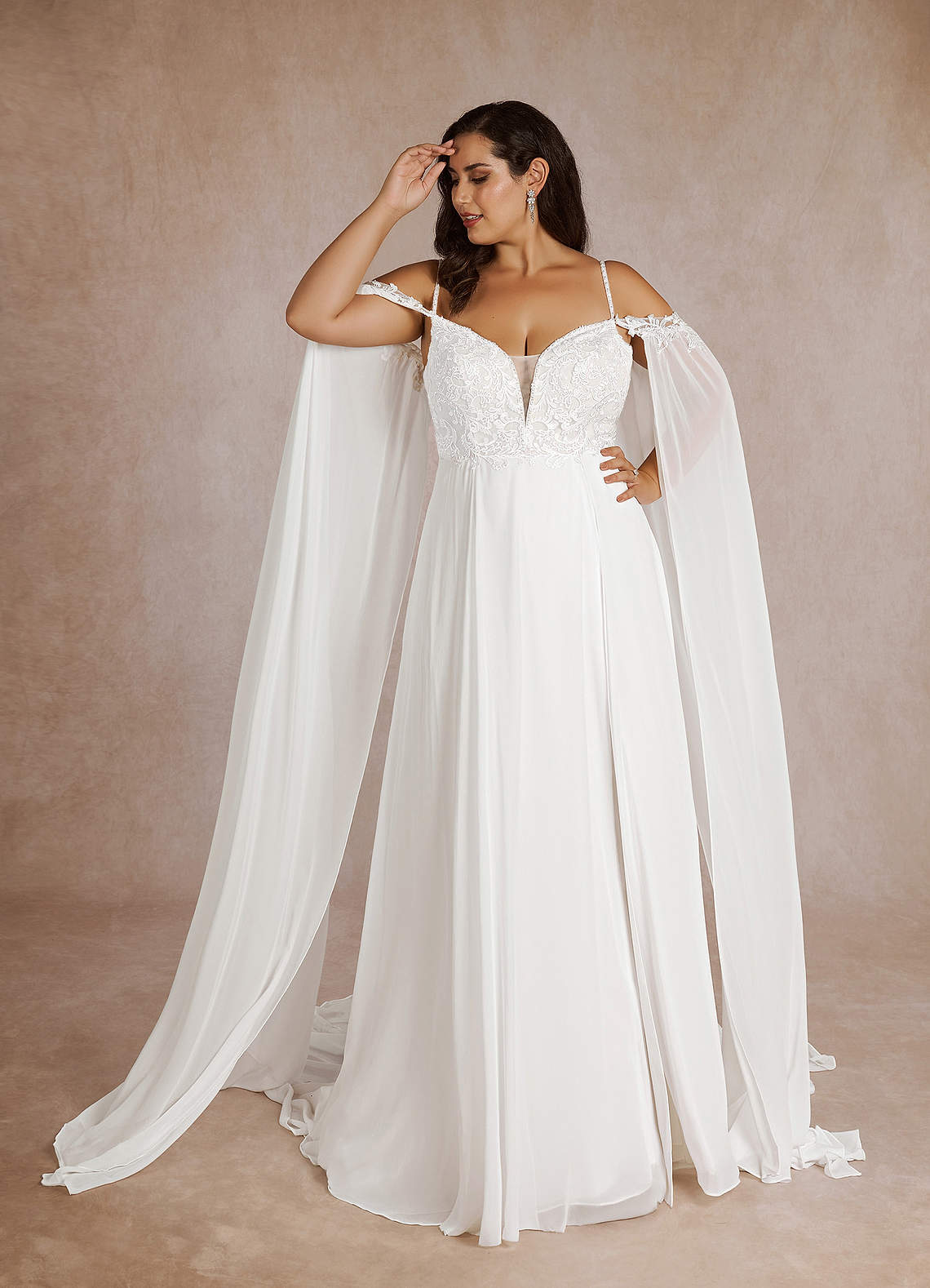 Diamond White A-Line Sequins Chiffon Dress