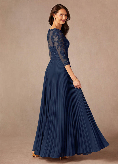Dark Navy A-Line Sequins Chiffon Dress