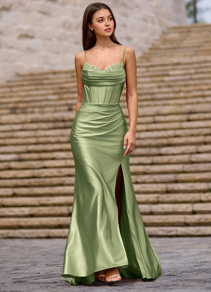 Glow Pistachio Silk-Like Satin Prom Dress  Dress