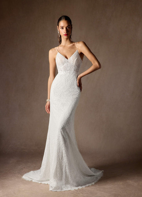 Diamond White Mermaid Lace Dress