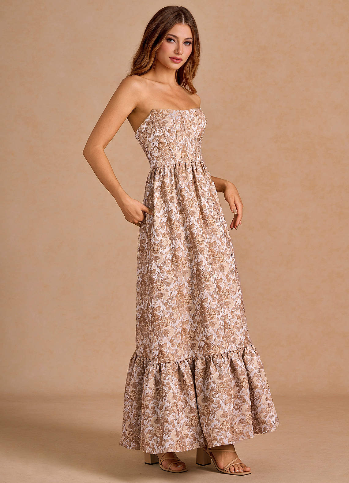 Soline Brown Multi Maxi Dress  Dress