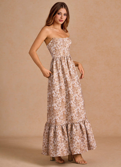 Soline Brown Multi Maxi Dress  Dress