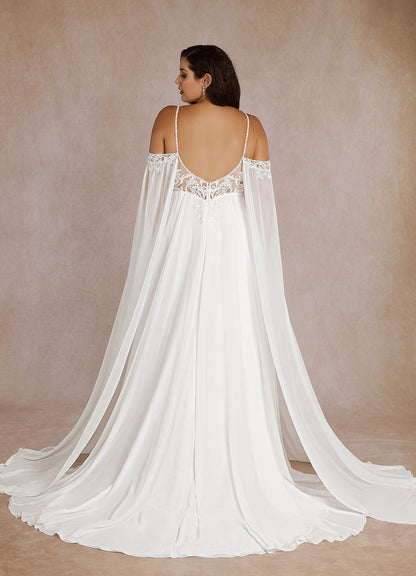 Diamond White A-Line Sequins Chiffon Dress