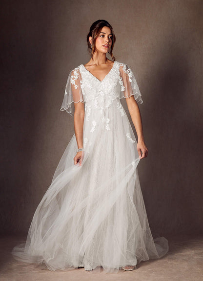 Diamond White A-Line Sequins Tulle Dress