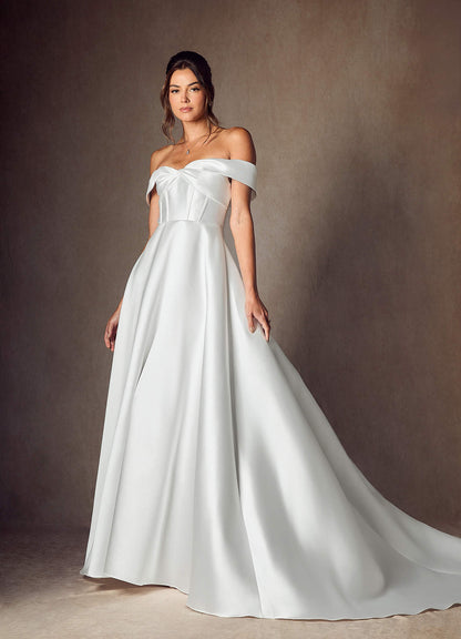Diamond White A-Line Sweetheart Neckline Mikado Dress