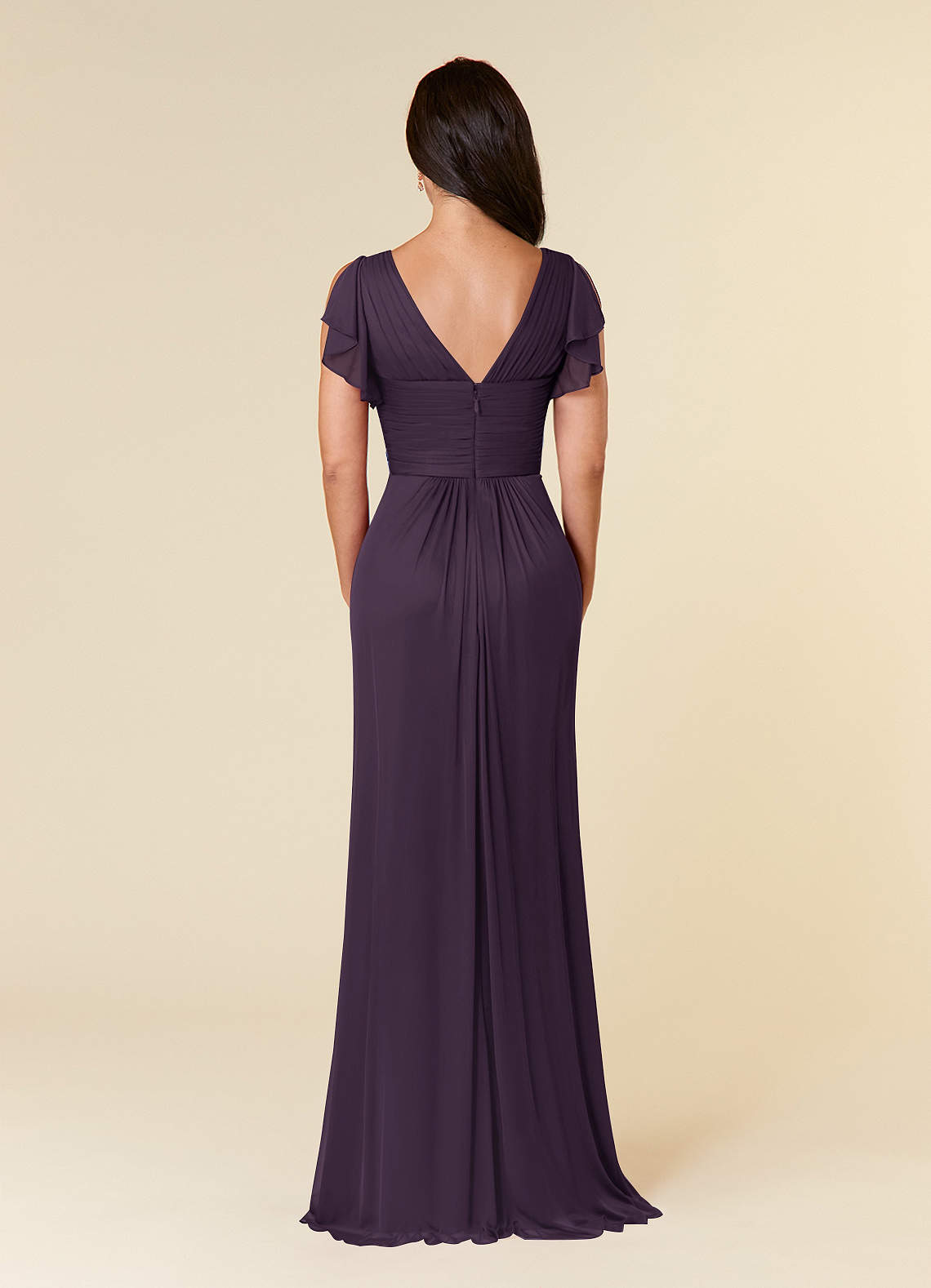 Plum A-Line Pleated Mesh Dress