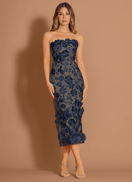 Della Navy Midi Dress