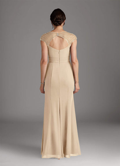 Champagne Mermaid Sequins Chiffon Dress