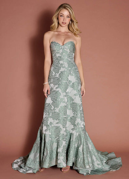 Bridget Mint Bow Gown  Dress