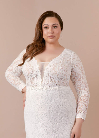 Diamond White Sheath V-Neck Tulle Dress