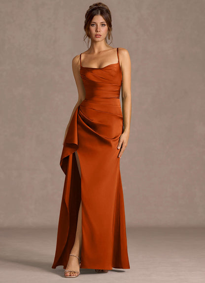 Thora Rust Open Back Prom Dress