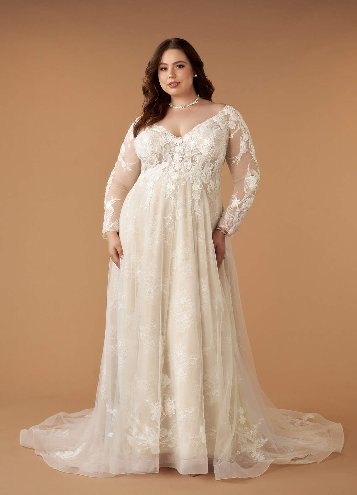 Diamond White Champagne A-Line V-Neck Sequins Tulle Dress