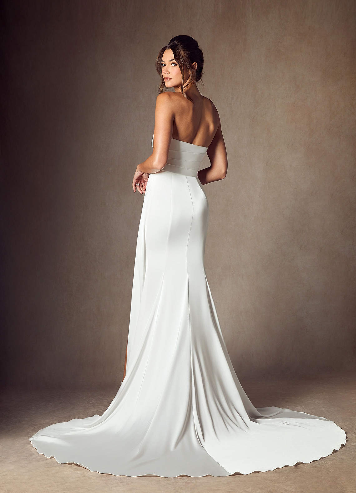 Diamond White Mermaid Strapless Stretch Satin Dress