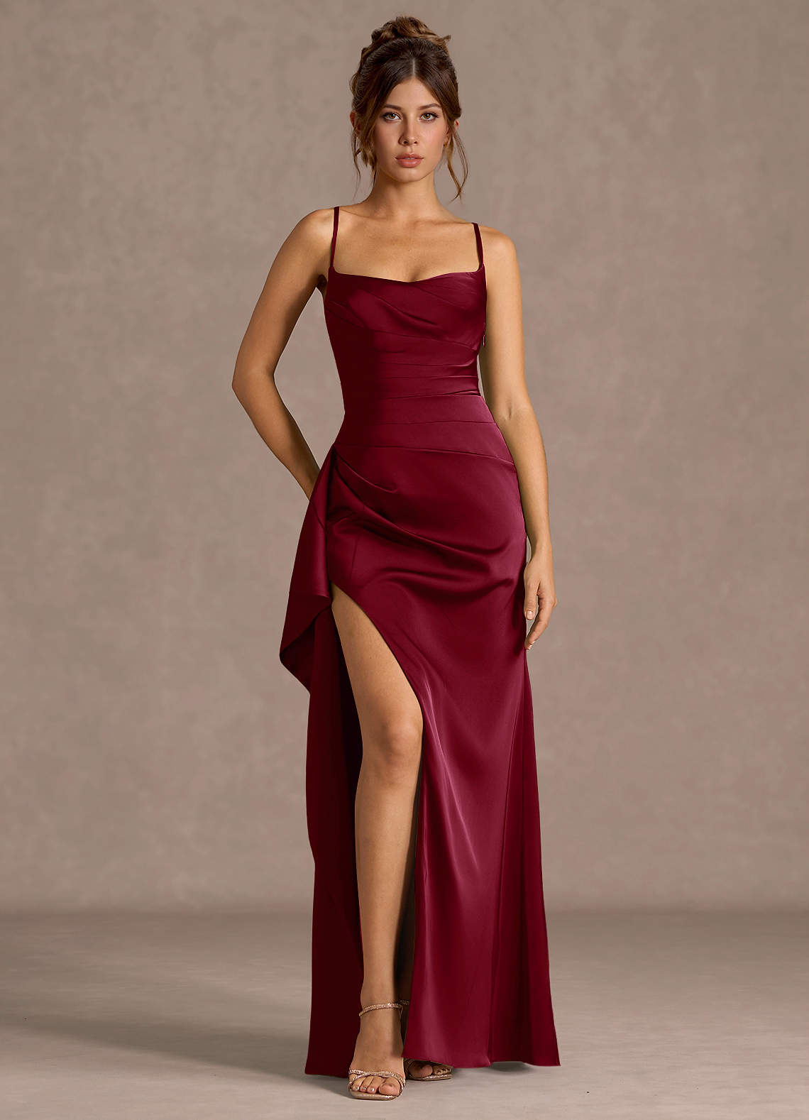 Thora Merlot Open Back Prom Dress