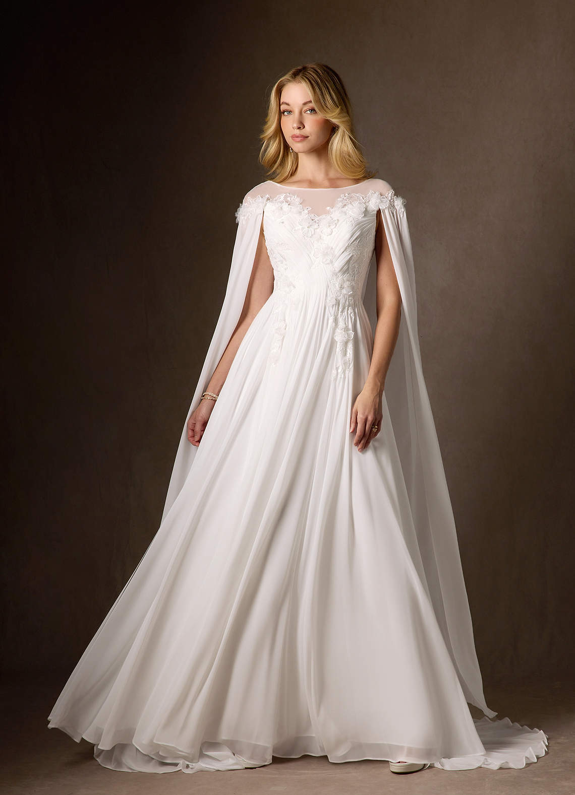 Diamond White A-Line Scoop Chiffon Dress