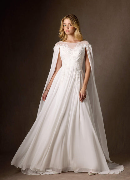 Diamond White A-Line Scoop Chiffon Dress