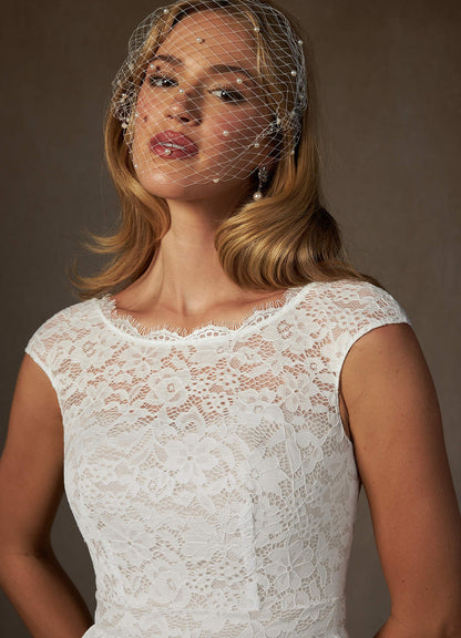 Diamond White A-Line Lace Dress