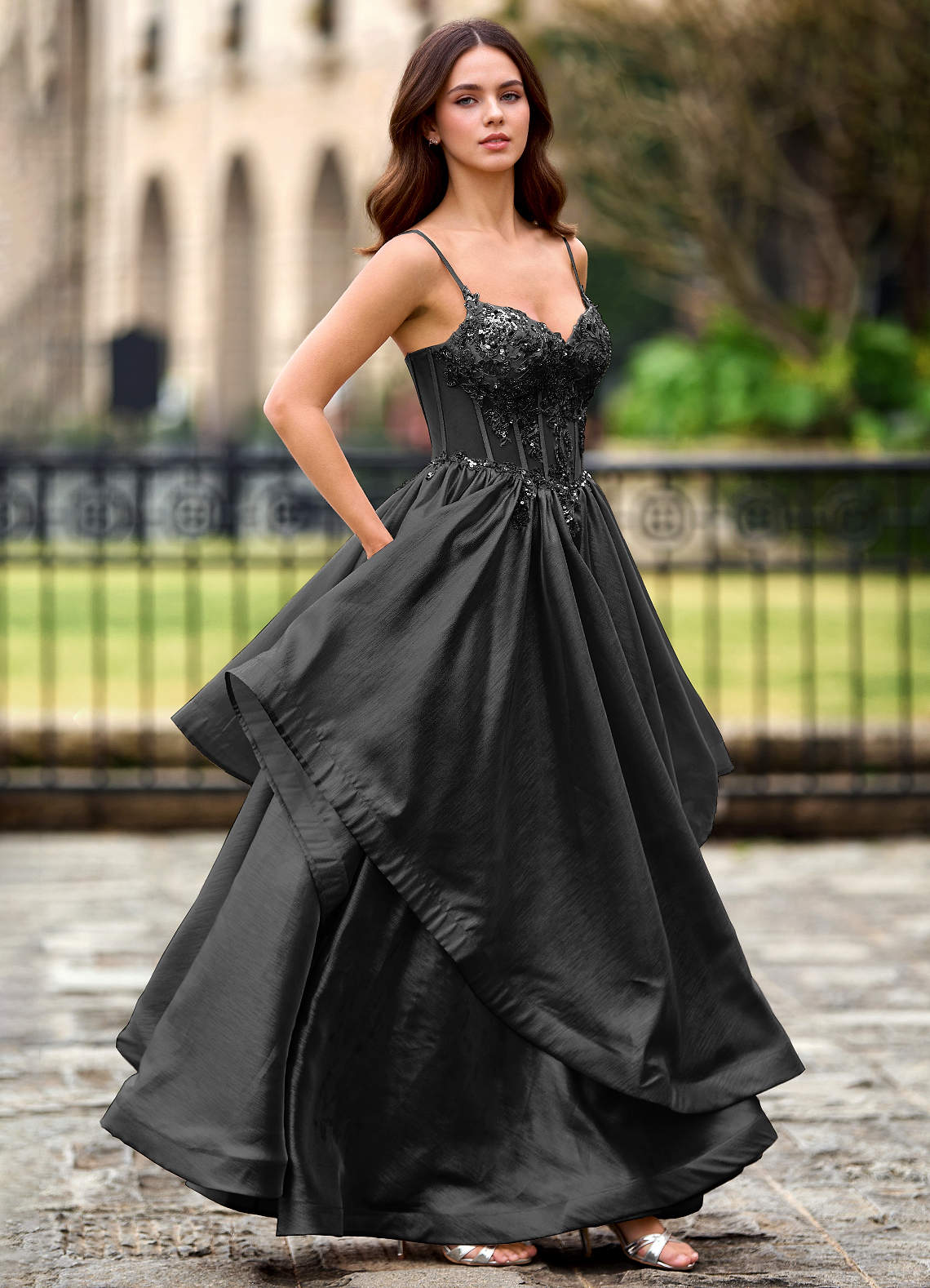 Philomena Black Rhinestones Prom Dress