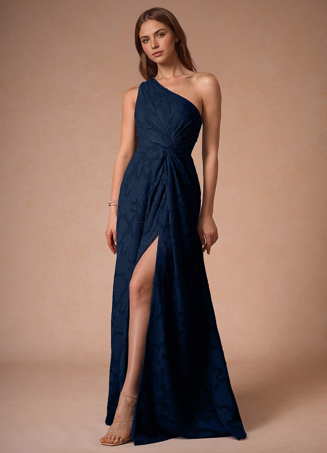 Hermosa Navy One Shoulder Maxi Dress  Dress