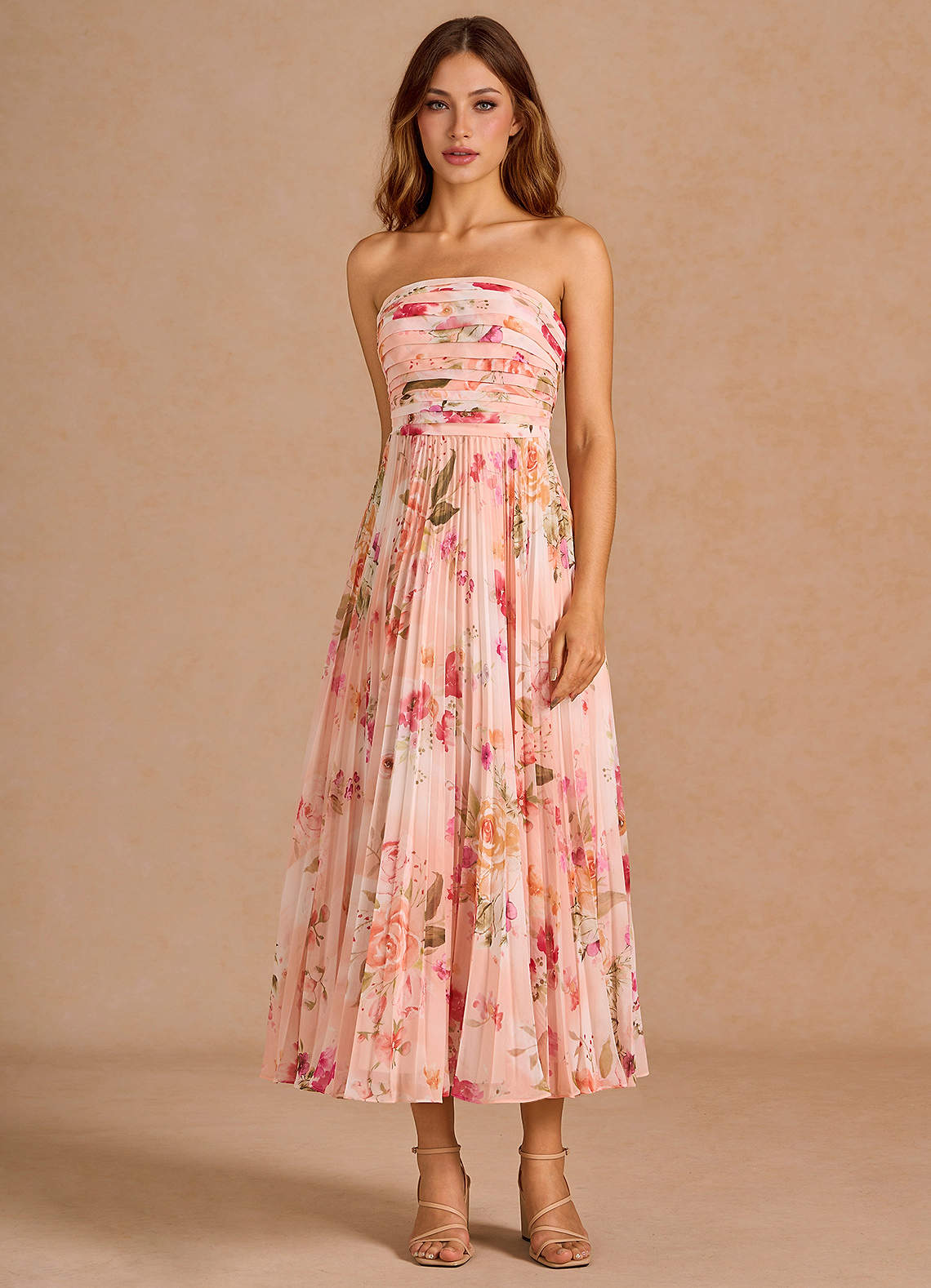 Celestine Abstract Bouquet Floral Midi Dress  Dress