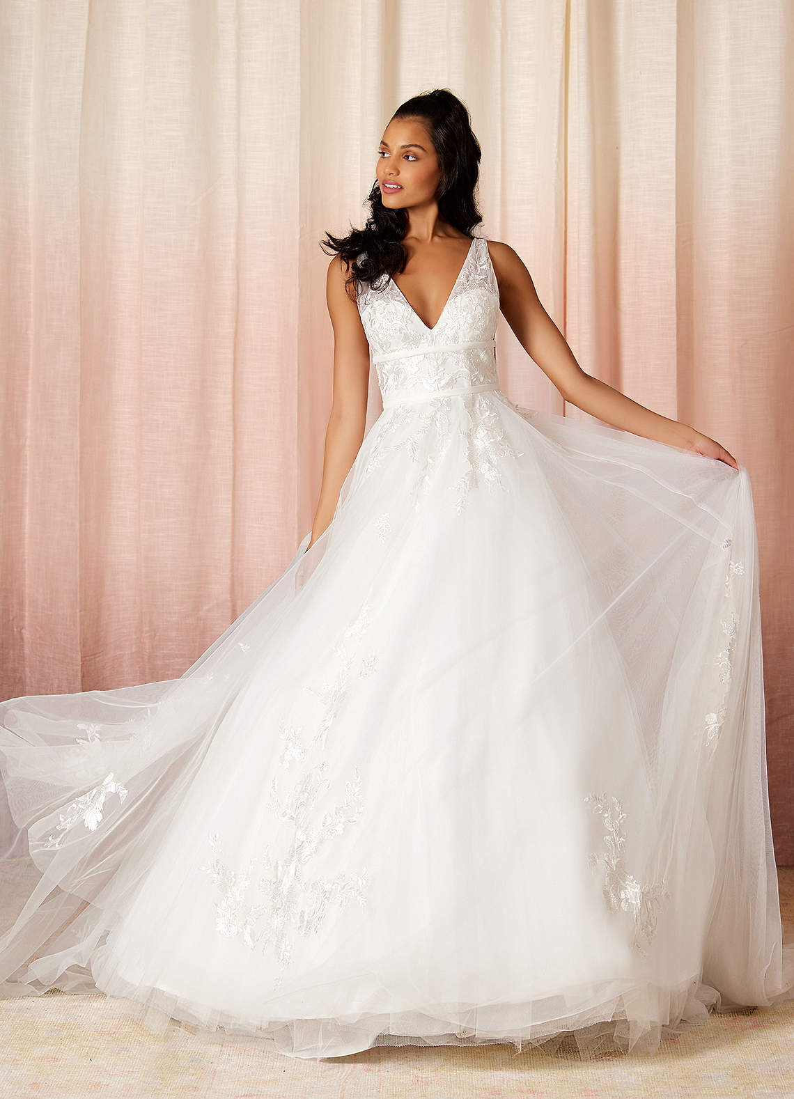 Diamond White A-Line Lace Tulle Dress