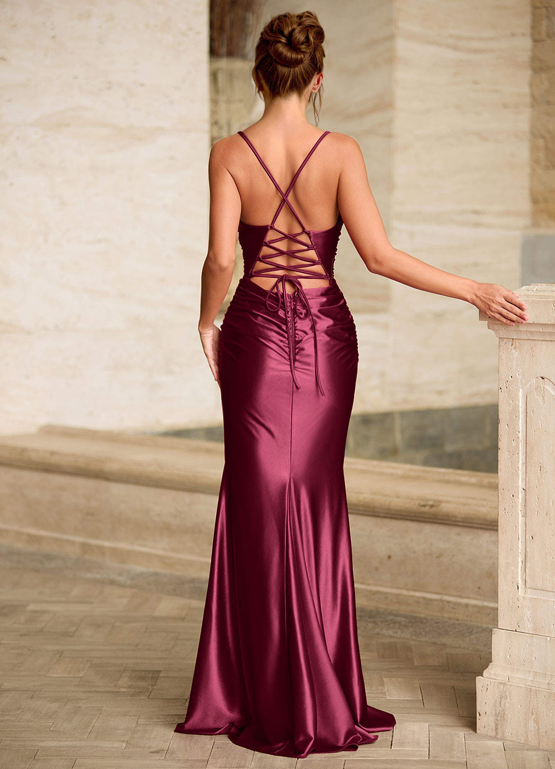 Scarlett Ankara Red Backless Lace-Up Mermaid Prom Dress