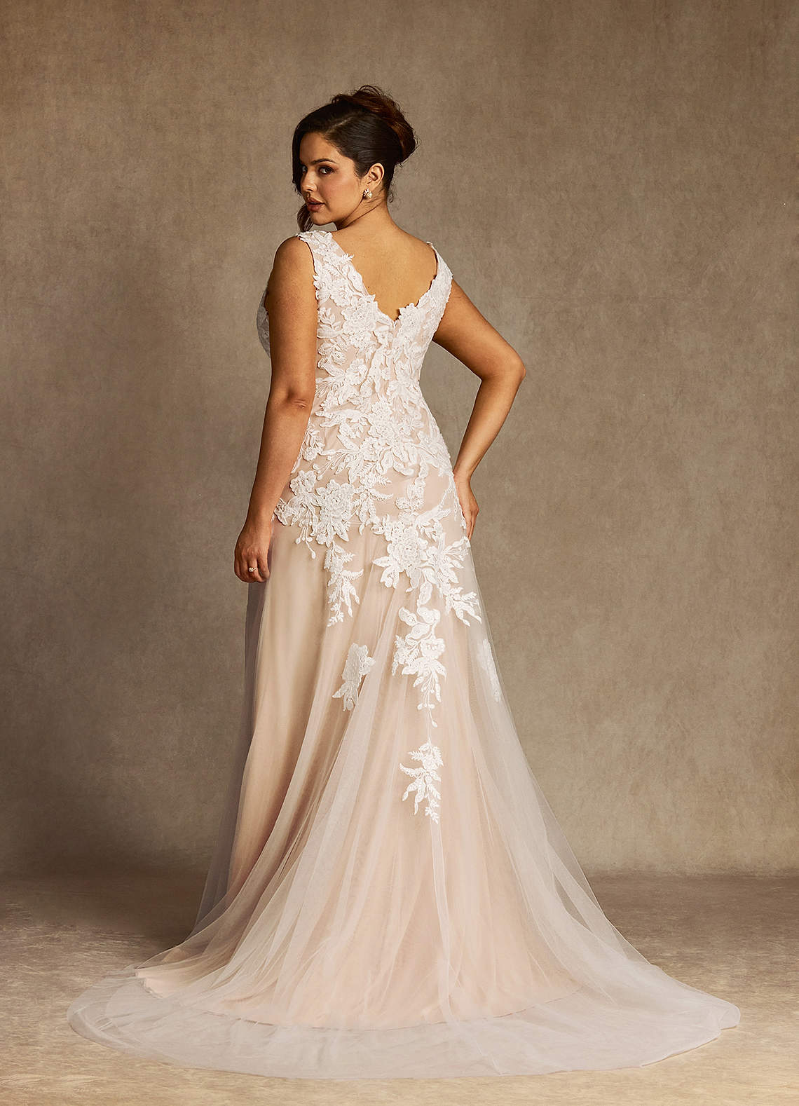 Diamond White Nude Sheath Sequins Tulle Dress