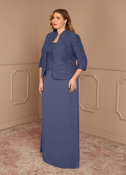Stormy Sheath Square Neckline Sequins Chiffon Dress