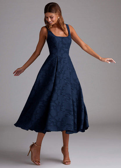 Amalie Navy A-Line Midi Dress