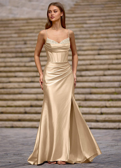 Glow Champagne Silk-Like Satin Prom Dress  Dress