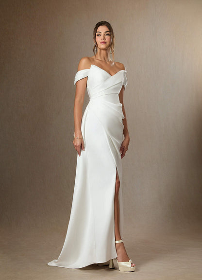 Diamond White Mermaid Strapless Double Faced Satin Dress