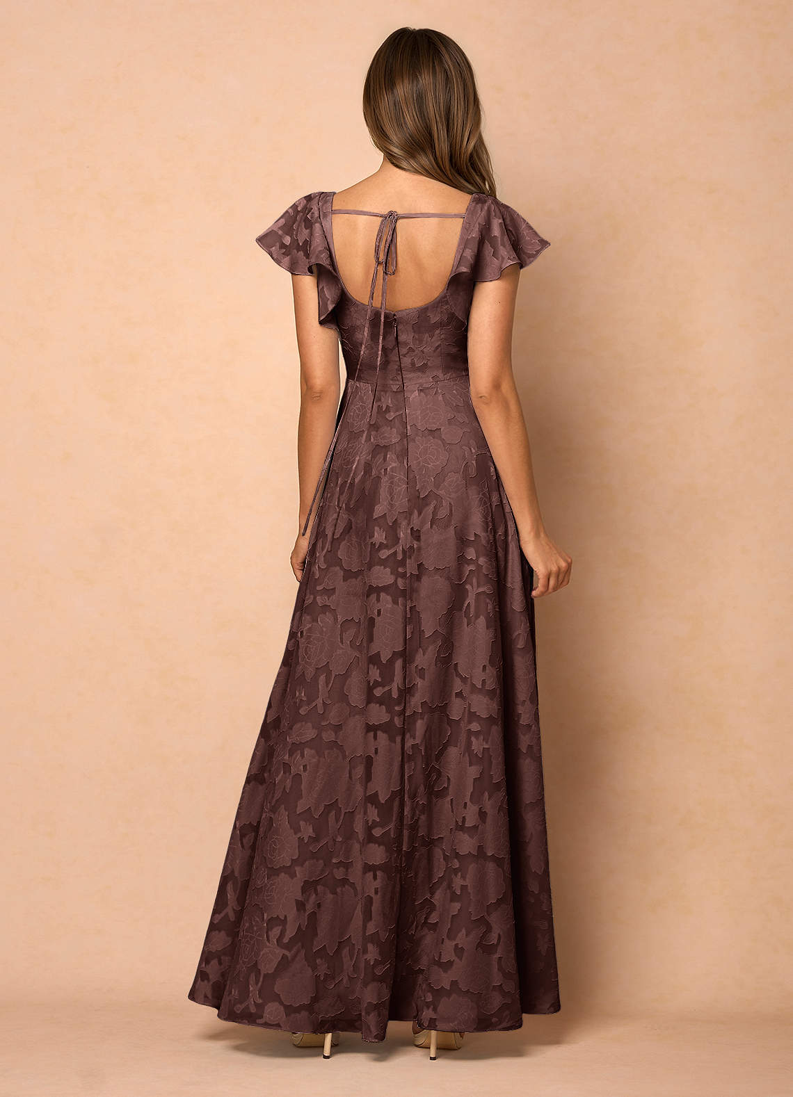 Anna Mocha Coco Ruffled Maxi Dress
