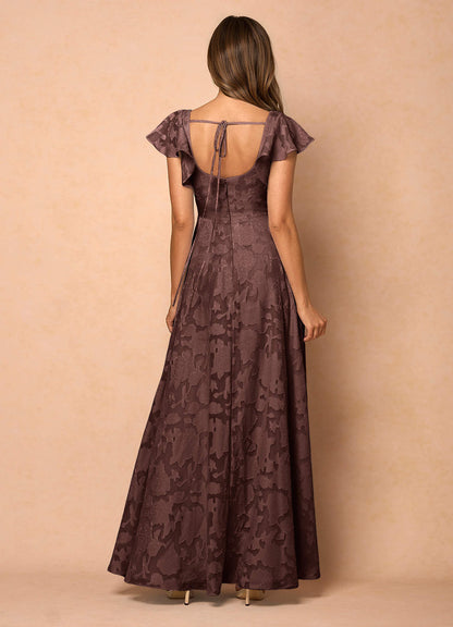 Anna Mocha Coco Ruffled Maxi Dress