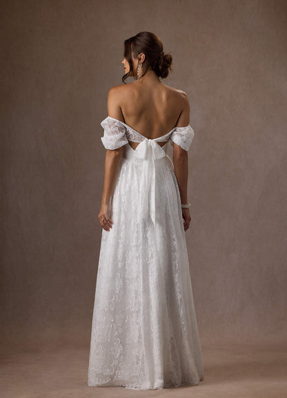 Diamond White A-Line Sweetheart Neckline Lace Dress