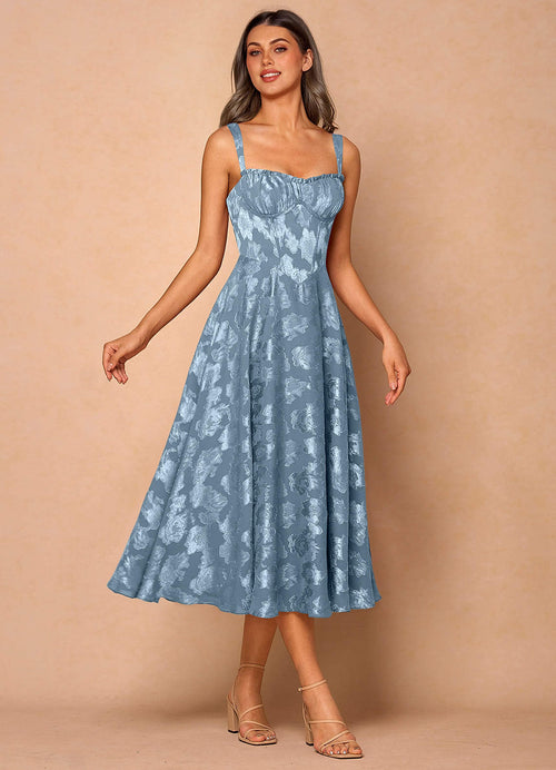 Sylvie Dusty Blue Midi Dress  Dress